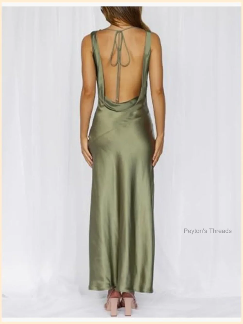 Sleeveless Satin Cowl Neck Backless Maxi Dress for Wedding Guest - Picture 2 of 7